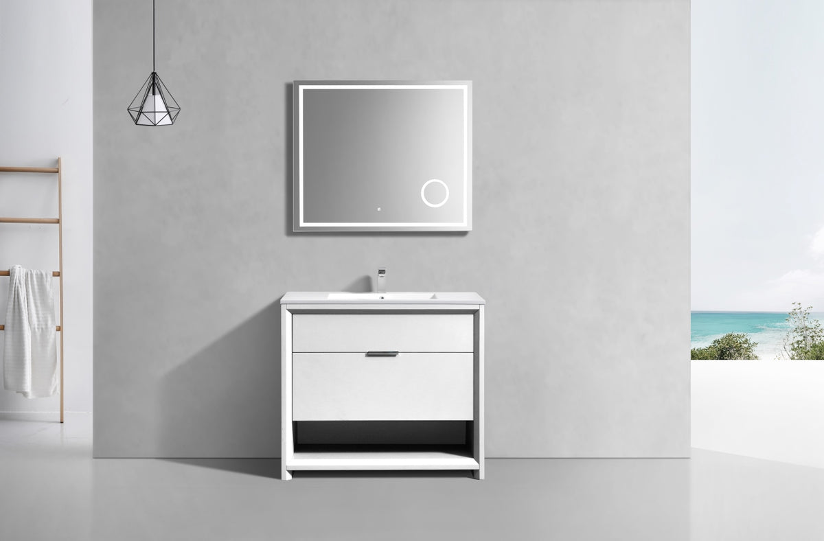 NUDO 40'' Floor Mount Modern bathroom Vanity in Gloss White Finish