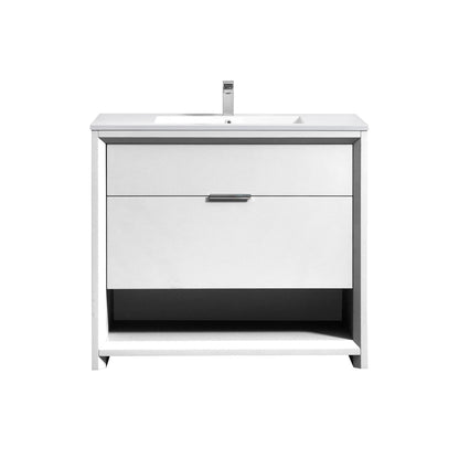 NUDO 40'' Floor Mount Modern bathroom Vanity in Gloss White Finish