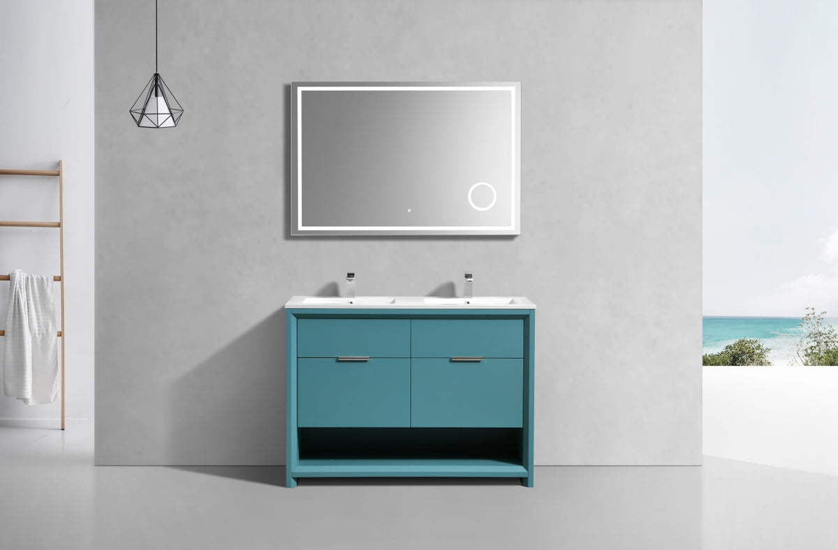 NUDO 48'' Floor Mount Double Modern bathroom Vanity in Teal Green Finish