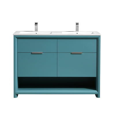 NUDO 48'' Floor Mount Double Modern bathroom Vanity in Teal Green Finish