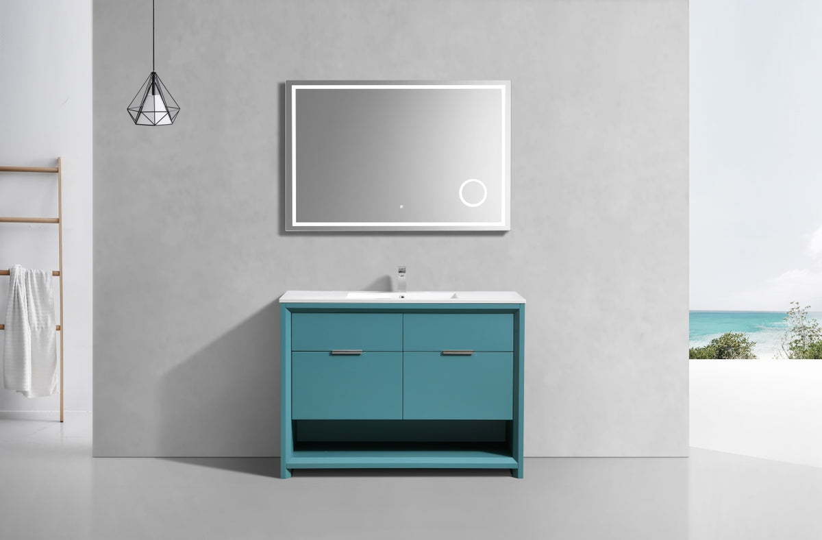 NUDO 48'' Floor Mount Single Sink Modern bathroom Vanity in Teal Green Finish