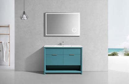 NUDO 48'' Floor Mount Single Sink Modern bathroom Vanity in Teal Green Finish