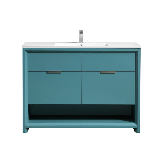 NUDO 48'' Floor Mount Single Sink Modern bathroom Vanity in Teal Green Finish