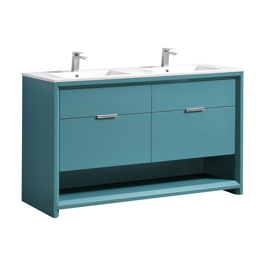 NUDO 60'' Floor Mount Double Modern bathroom Vanity - Teal Green Finish