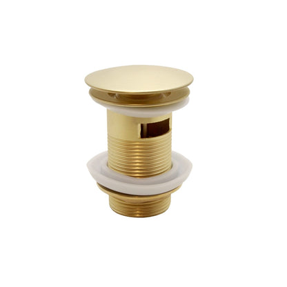 Kubebath Solid Brass Pop-Up Drain Brushed Gold Finish With Overflow