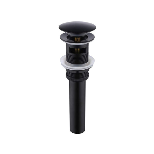 Kubebath Solid Brass Construction Pop-Up Drain Matte Black Finish – W/ Overflow