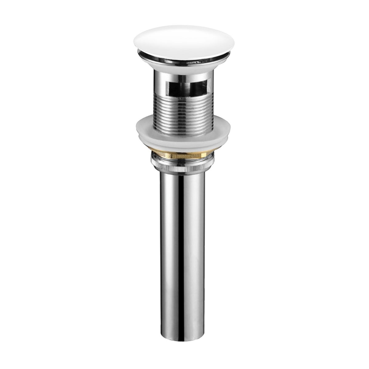 Kubebath Solid Brass Construction Pop-Up Drain White Finish W/ Overflow