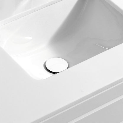 Kubebath Solid Brass Construction Pop-Up Drain White Finish No Overflow