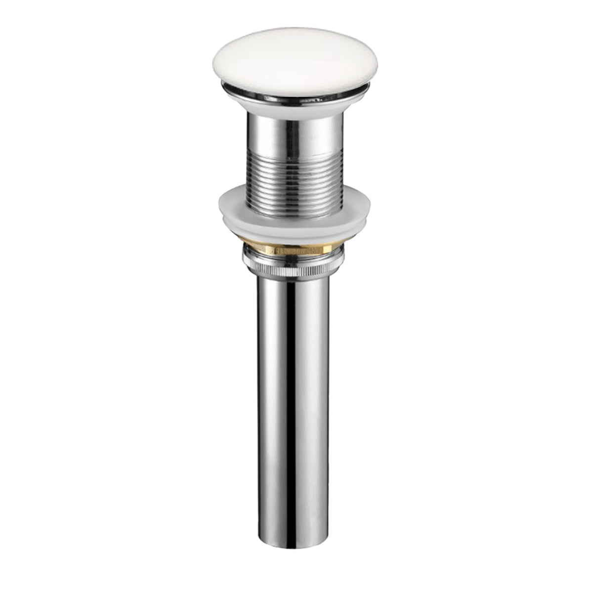 KubeBath Solid Brass Construction Pop-Up Drain W/ White Ceramic Finish – Without Overflow