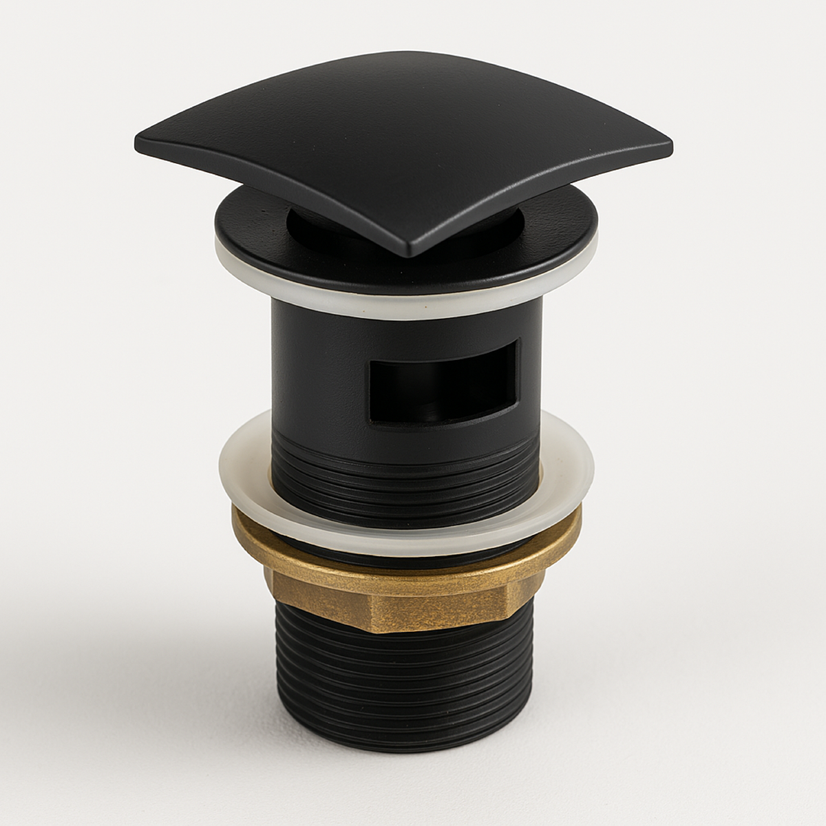 Kubebath Solid Brass Square Pop-Up Drain Matte Black Finish – W/ Overflow