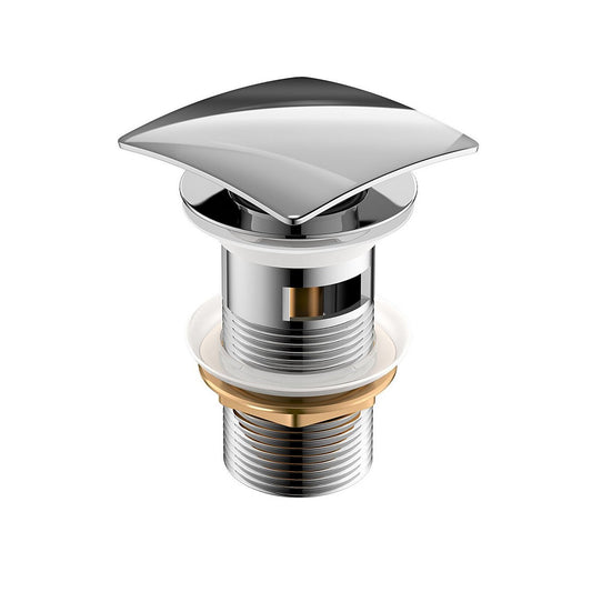 Kubebath Solid Brass Square Pop-Up Drain Chrome Finish With Overflow