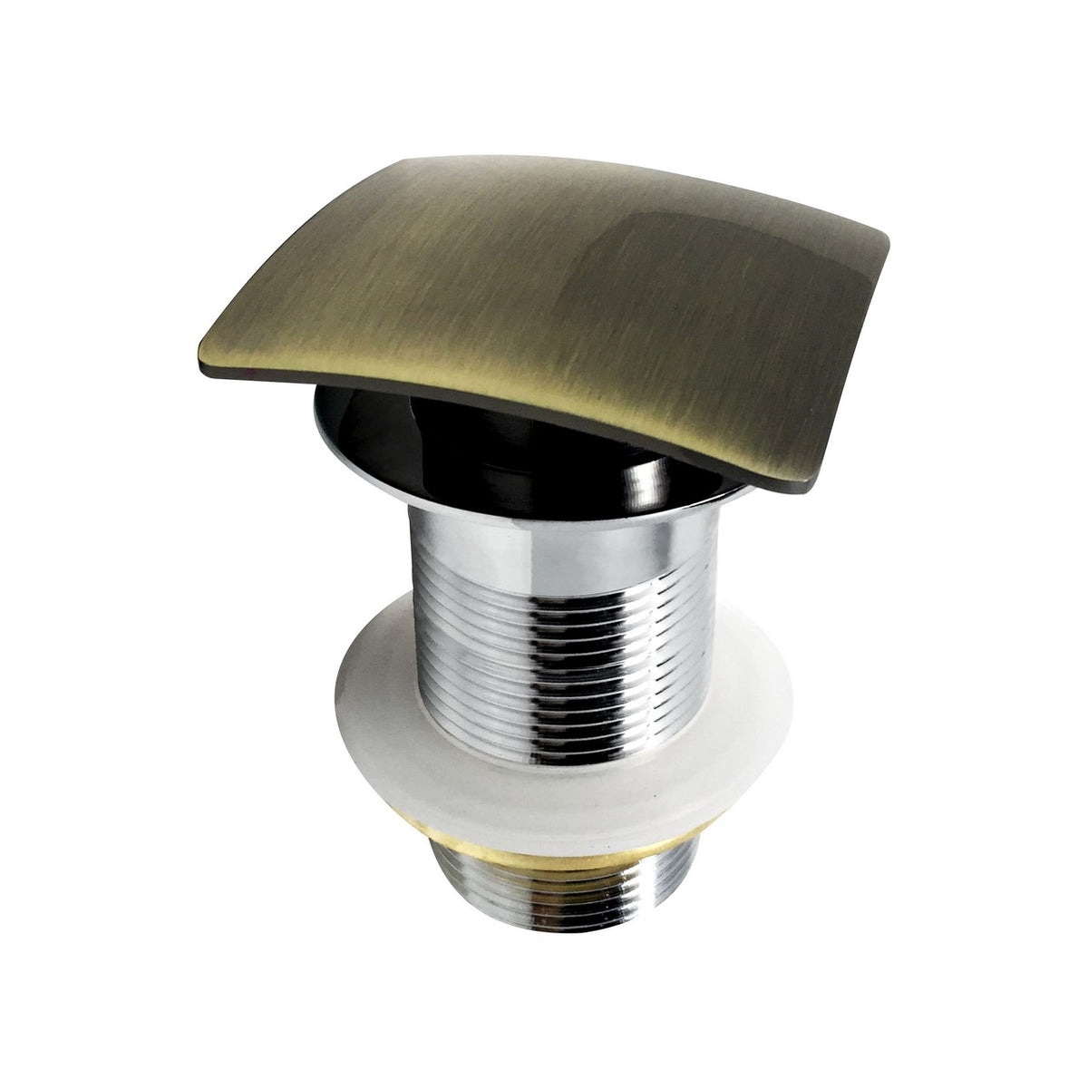 Kubebath Solid Brass Square Pop-Up Drain Gold Bronze Finish No Overflow