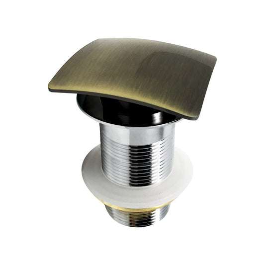 Kubebath Solid Brass Square Pop-Up Drain Gold Bronze Finish No Overflow