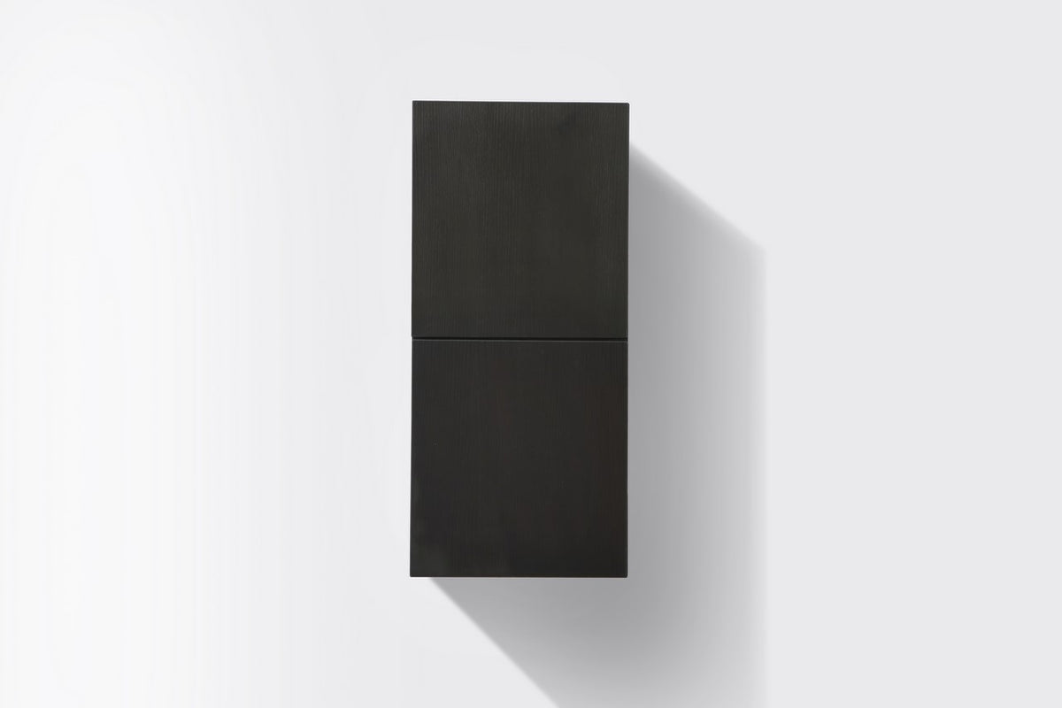 Bathroom Black Wood Linen Side Cabinet w/ 2 Storage Areas