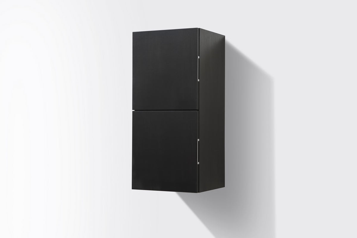 Bathroom Black Wood Linen Side Cabinet w/ 2 Storage Areas