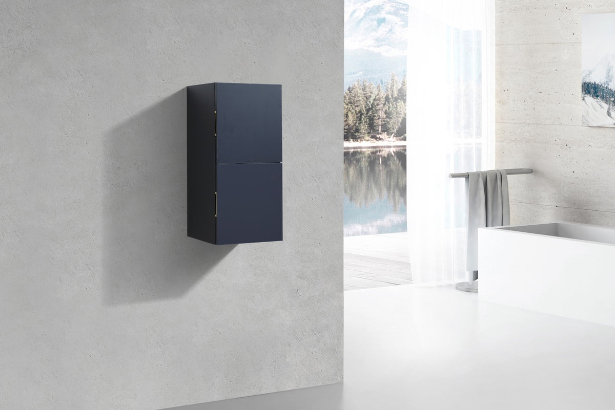 Bathroom Navy Blue Linen Side Cabinet w/ 2 Storage Areas