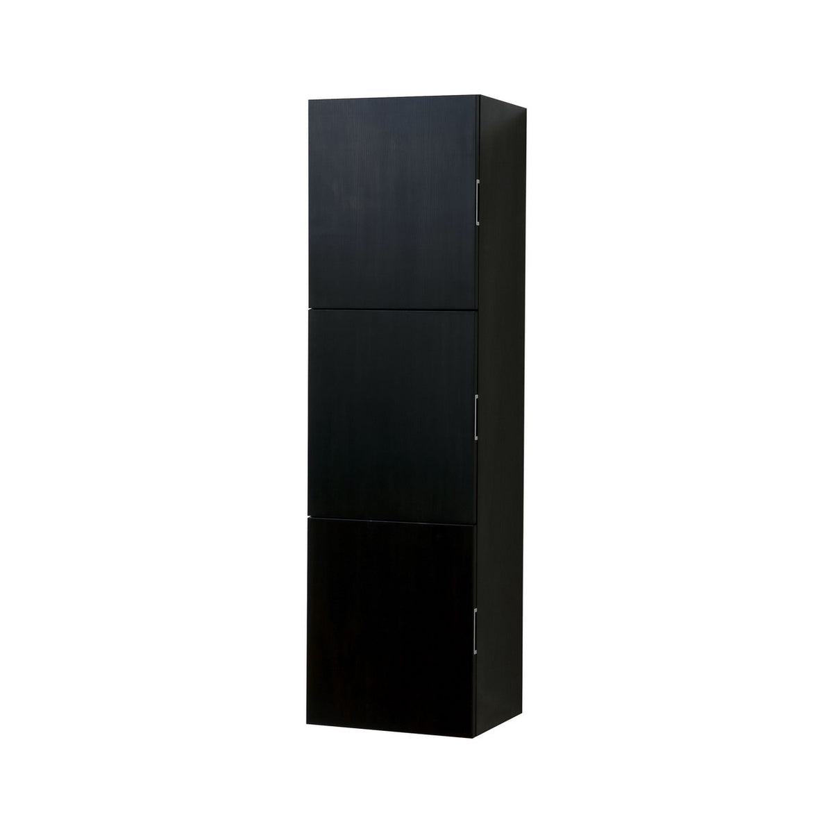 Bliss Black Wood Bathroom Linen Cabinet w/ 3 Large Storage Areas