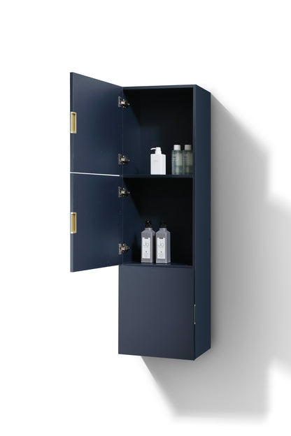 Bliss Blue Bathroom Linen Cabinet w/ 3 Large Storage Areas