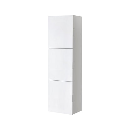Bliss High Gloss White Bathroom Linen Cabinet w/ 3 Large Storage Areas