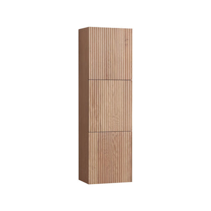 Fiore Oak Wood Bathroom Linen Cabinet w/ 3 Large Storage Areas