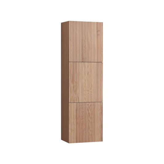Fiore Oak Wood Bathroom Linen Cabinet w/ 3 Large Storage Areas
