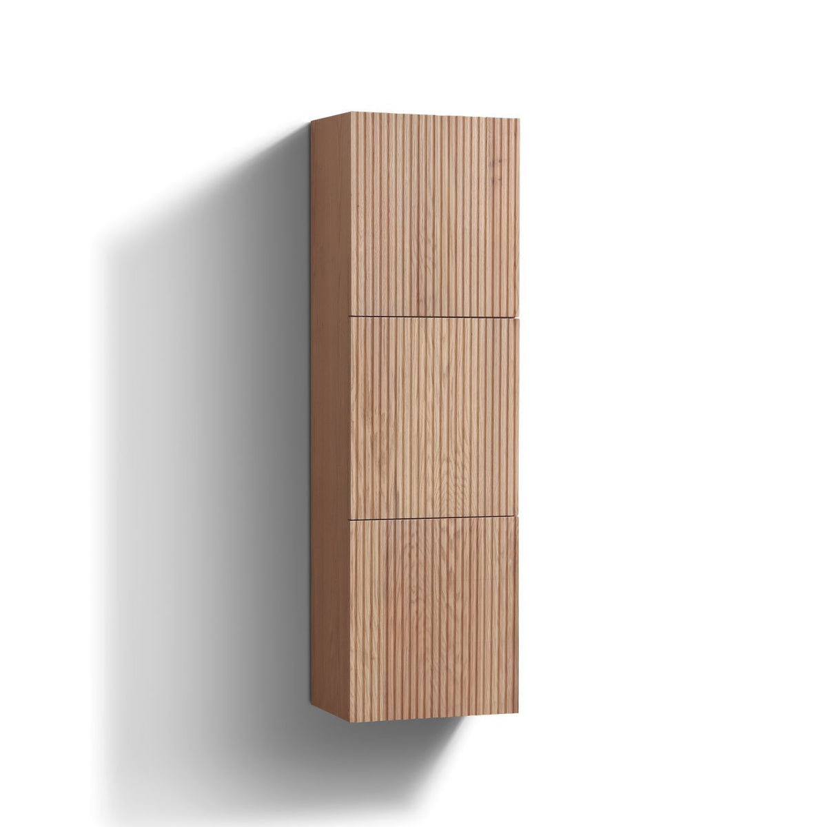 Fiore Oak Wood Bathroom Linen Cabinet w/ 3 Large Storage Areas