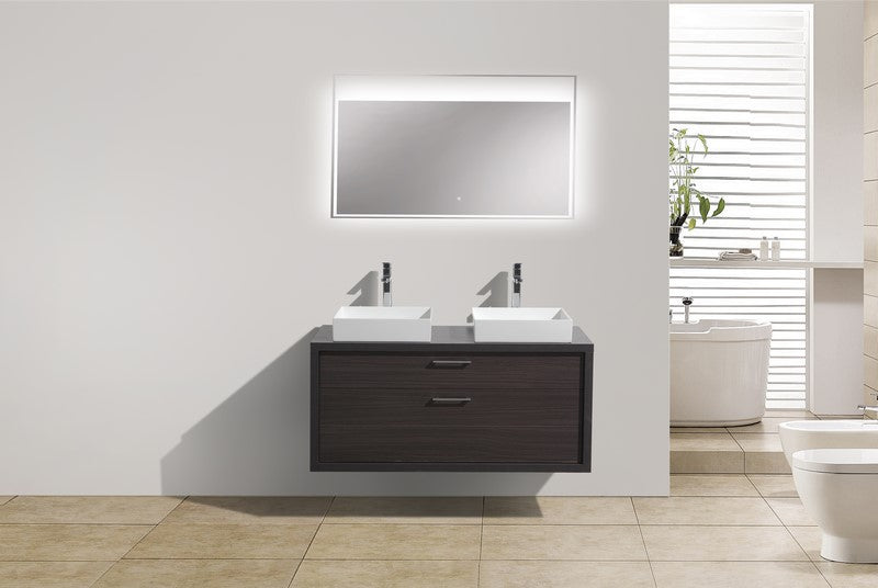 Tucci 48" Dark Gray Oak Wall Mount Double Sink Modern Bathroom Vanity
