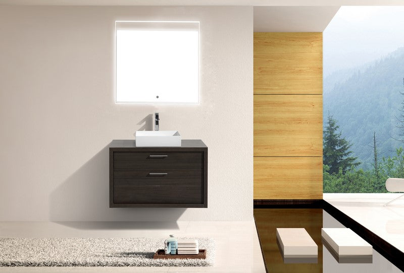 Tucci 36" Gray Oak Wall Mount Modern Bathroom Vanity