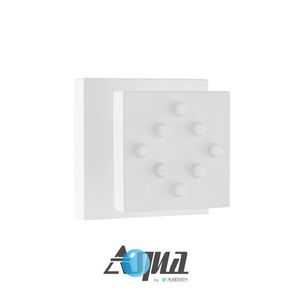 Aqua Piazza White Shower Set w/ 12" Ceiling Mount Square Rain Shower, 4 Body Jets and Handheld