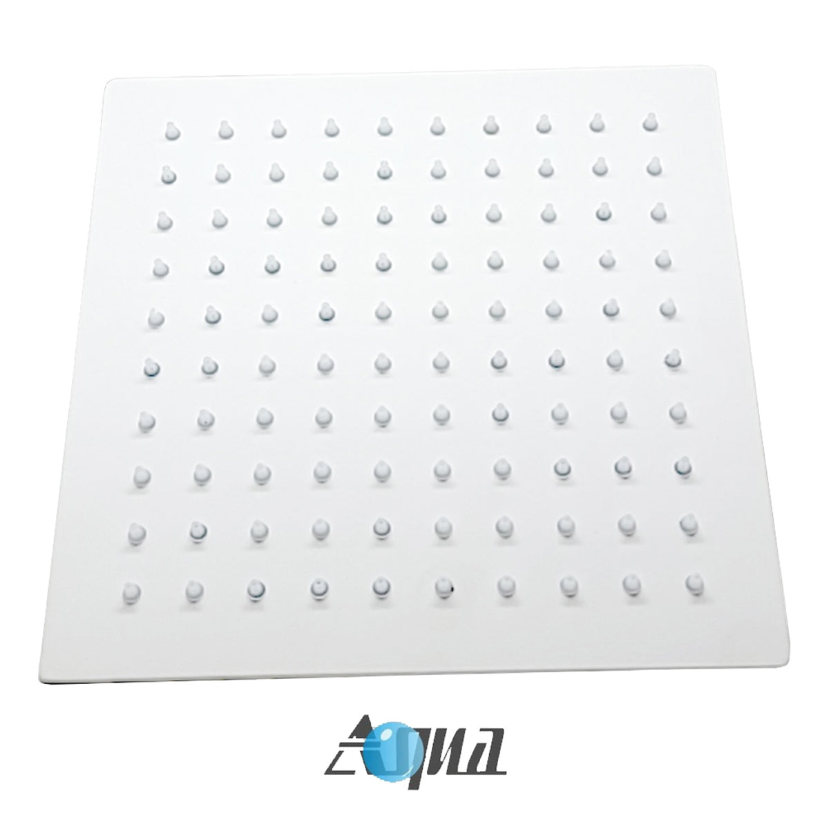 Aqua Piazza White Brass Shower Set w/ 8" Square Rain Shower and 4 Body Jets