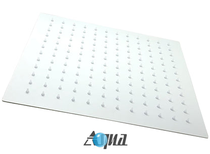 Aqua Piazza White Shower Set w/ 12" Square Rain Shower Head