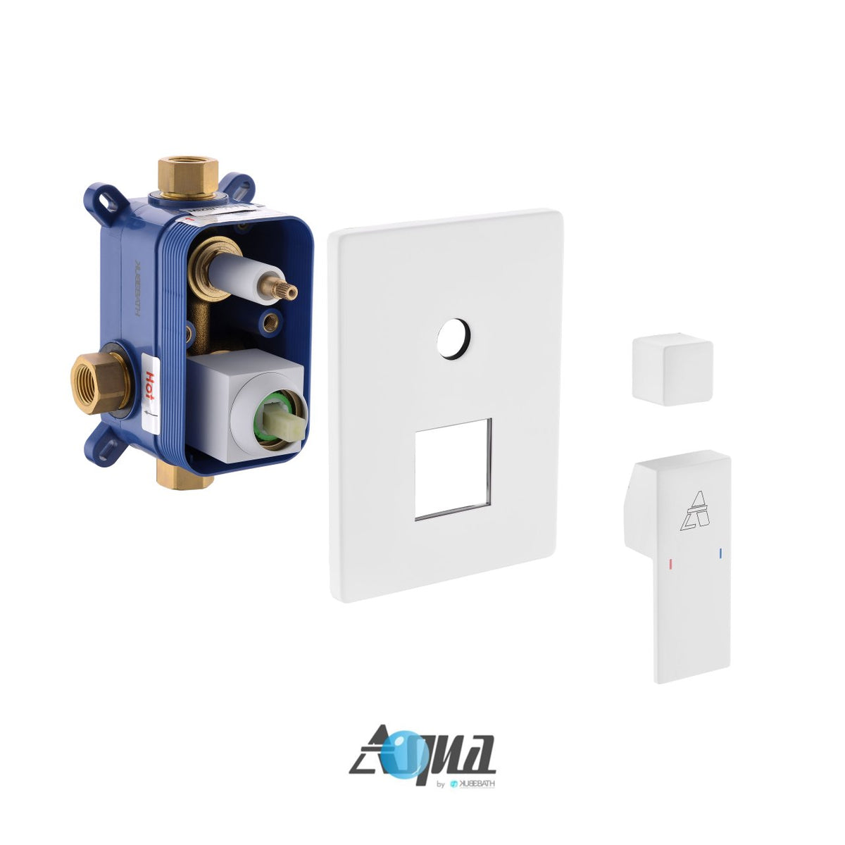 Aqua Piazza White Shower Set w/ 12" Ceiling Mount Square Rain Shower and Tub Filler