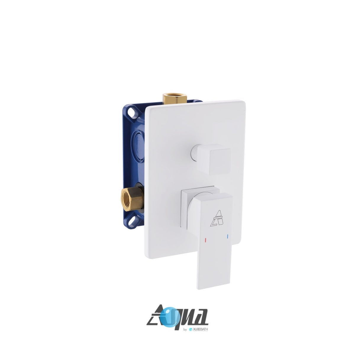 Aqua Piazza White Shower Set w/ 8" Square Rain Shower and Tub Filler